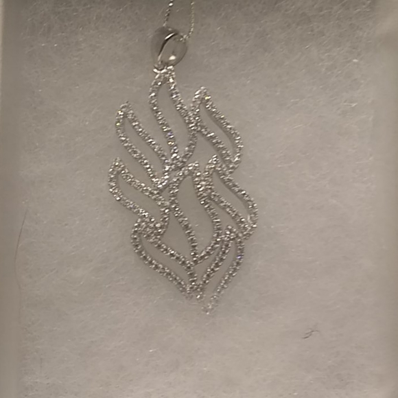 Sterling silver 18in chain necklace cz diamonds s - Picture 5 of 6